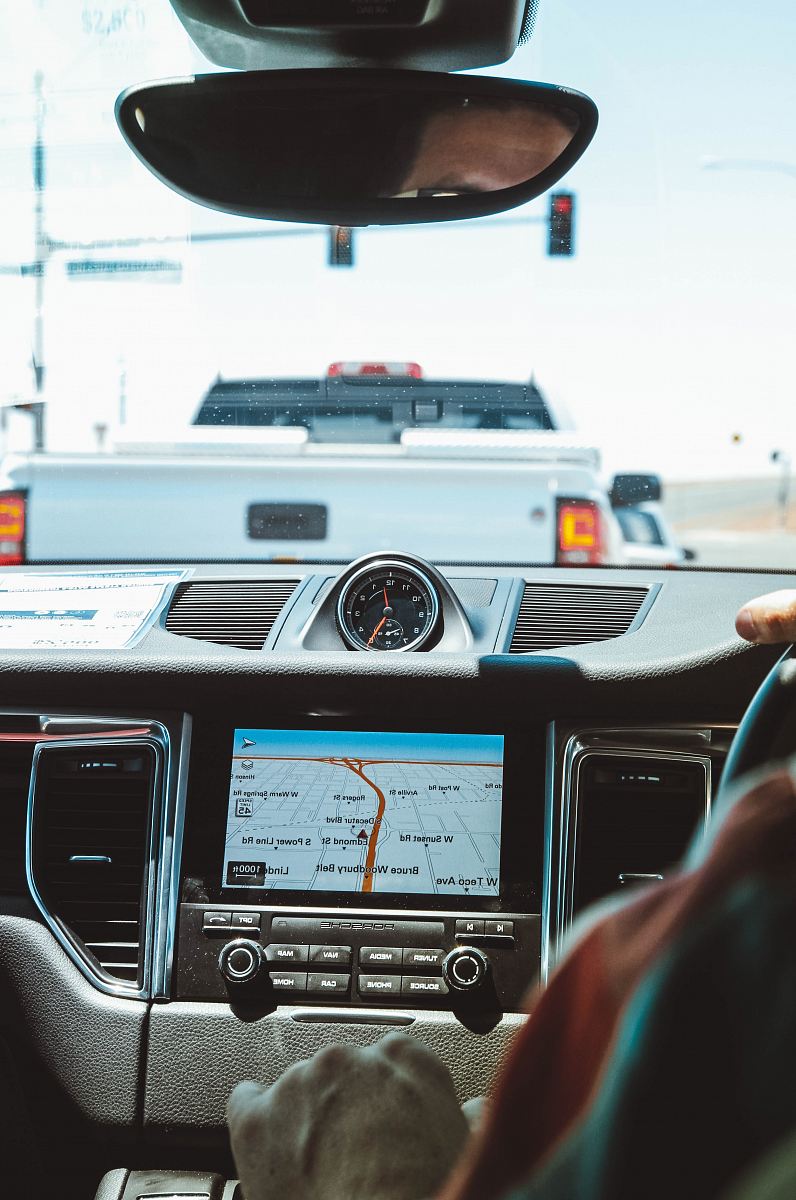 black GPS navigator turned on